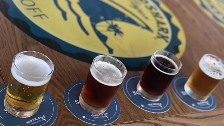 beer flight Landshark Brewery at Margaritaville Beach Resort Riviera Maya 