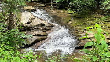 Waterfalls can be found along the Rail Trail in Hawks Nest State Park in West Virginia.