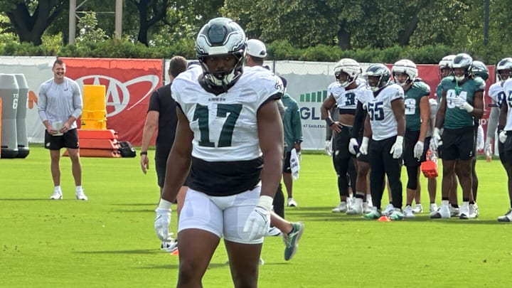 Eagles linebacker Nakobe Dean at training camp