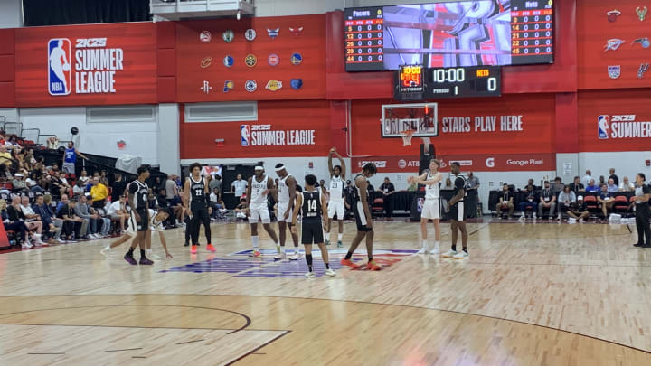 The Indiana Pacers and Brooklyn Nets tip off a summer league game on July 12, 2024. (Mandatory Photo Credit: Tony East)