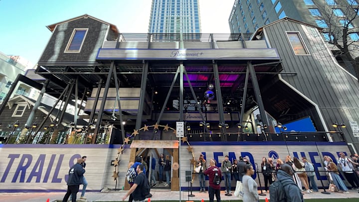 Standing outside the Paramount+ Lodge in Austin