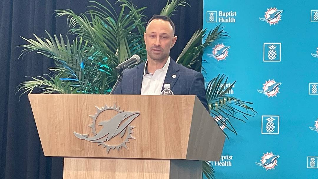 Miami Dolphins General Manager Jon-Eric Sullivan at his introductory press conference