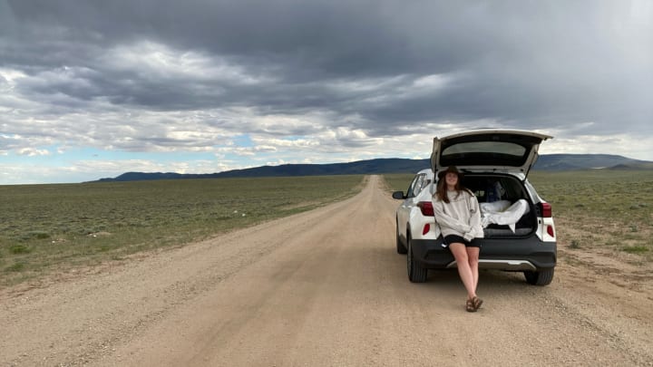 Katie on the road in her Kia Seltos