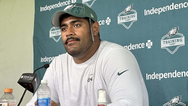 Jordan Mailata after Day 2 of Eagles training camp.