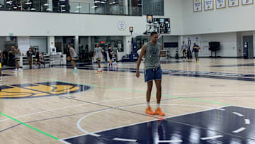 Indiana Pacers guard Tyrese Haliburton works on his free throws at the Indiana Pacers practice facility. (Mandatory Photo Credit: Pacers On SI)