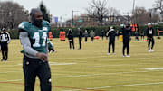 Eagles receiver A.J. Brown at practice for Week 11 game vs. Cowboys