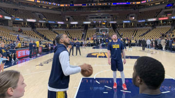 Indiana Pacers forward Obi Toppin warms up before the Pacers host the New York Knicks for Game 4 of the 2024 Eastern Conference Semifinals. (Photo Credit: Pacers SI).
