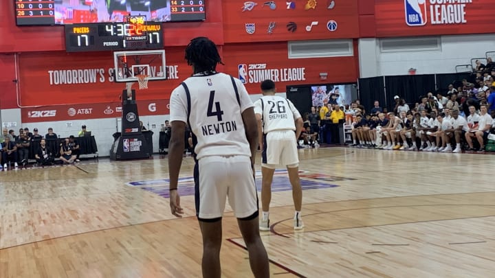 Indiana Pacers guard Trsiten Newton looks on during a summer league game against the Minnesota Timberwolves. (Mandatory Photo Credit: Tony East)