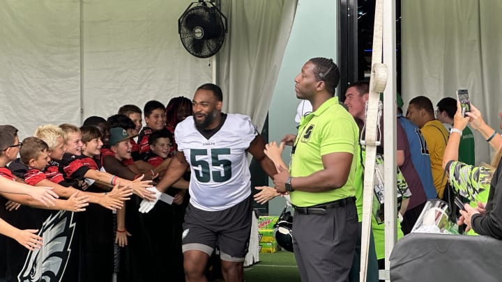 Eagles Brandon Graham takes the field during training camp.