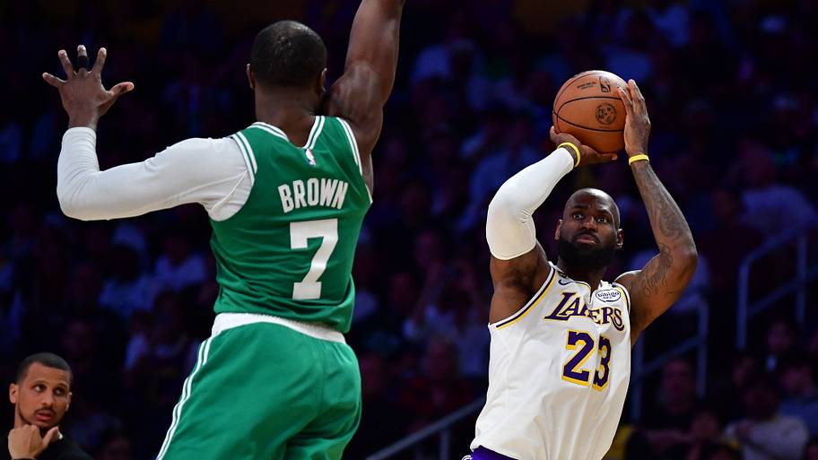 Jaylen Brown and LeBron Jame