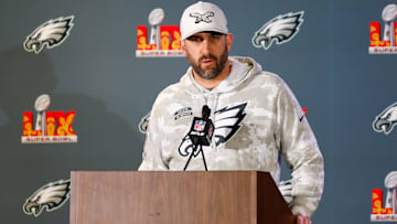 Philadelphia Eagles head coach Nick Sirianni during a press conference in advance of Super Bowl LIX at New Orleans Marriott.