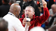Conor McGregor during halftime of the 2023 NBA Finals between the Miami Heat and Denver Nuggets.