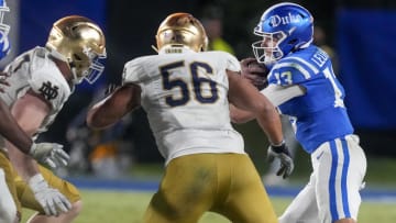 Notre Dame football defensive lineman Howard Cross III (56) during the second half at Wallace Wade Stadium