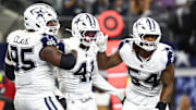 Dallas Cowboys defensive end Donovan Ezeiruaku celebrates after a sack against the Washington Commanders 