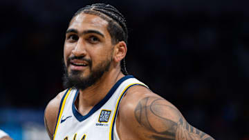 Apr 8, 2025; Indianapolis, Indiana, USA; Indiana Pacers forward Obi Toppin (1) in the first half against the Washington Wizards at Gainbridge Fieldhouse. Mandatory Credit: Trevor Ruszkowski-Imagn Images