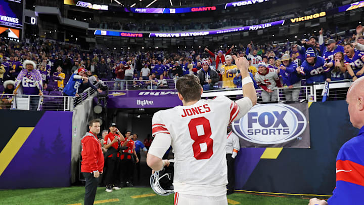 Jones walks off the field after the Giants defeated the Vikings 31–24 in the wild-card round of the playoffs. Jones walks off the field after the Giants defeated the Vikings 31–24 in the wild-card round of the playoffs.