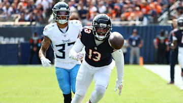 Chicago Bears wide receiver Keenan Allen (13) attempts to make a catch against the Tennessee Titans.