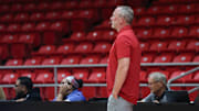 Indiana basketball coach Darian DeVries watches his team's first exhibition game Aug. 6, 2025, in San Juan, Puerto Rico.