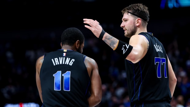 Dec 6, 2023; Dallas, Texas, USA; Dallas Mavericks guard Luka Doncic (77) celebrates with Dallas