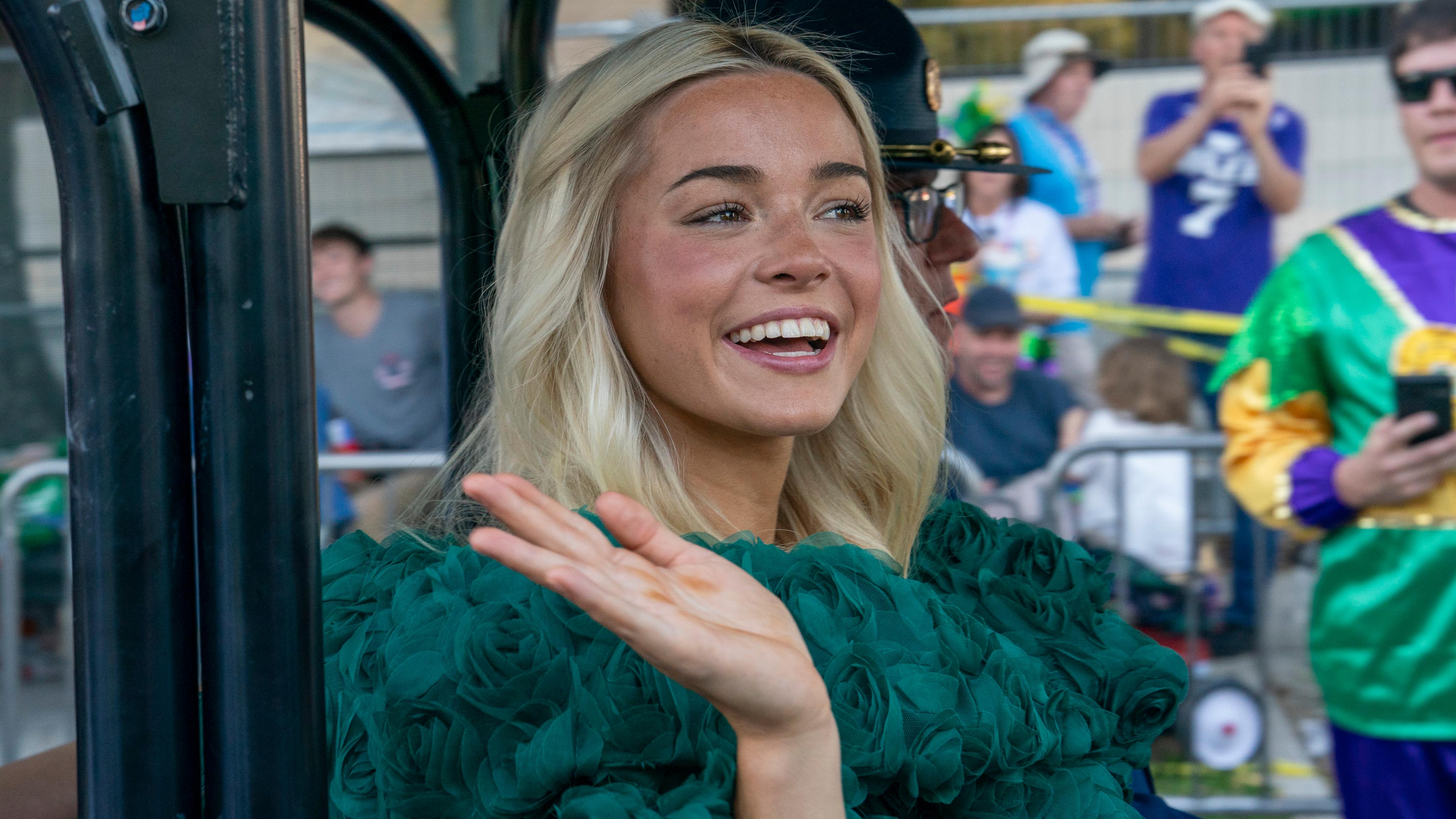 Olivia Dunne Mesmerizes in Green Fitted Strapless Gown, Sparkly Mini Skirt  Ahead of Mardi Gras