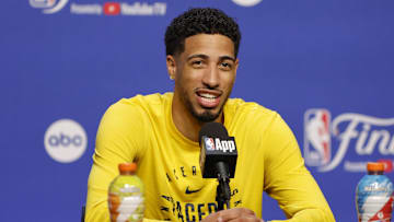 Indiana Pacers guard Tyrese Haliburton (0) during NBA Finals Media Day