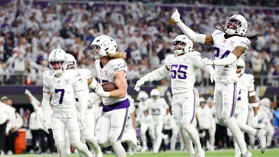 The Minnesota Vikings celebrate a turnover against the Detroit Lions on Christmas Day 2025 The Minnesota Vikings celebrate a turnover against the Detroit Lions on Christmas Day 2025