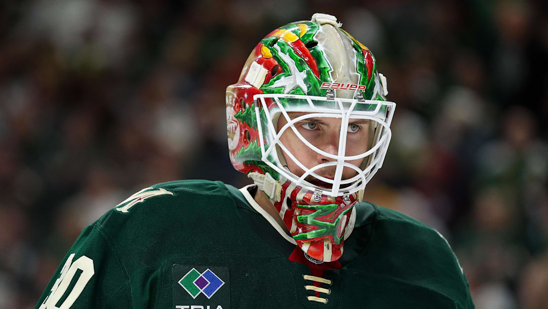 May 11, 2026; Saint Paul, Minnesota, USA; Minnesota Wild goaltender Jesper Wallstedt (30) looks on during the third period in game four of the second round of the 2026 Stanley Cup Playoffs against the Colorado Avalanche  at Grand Casino Arena. Mandatory Credit: Matt Krohn-Imagn Images