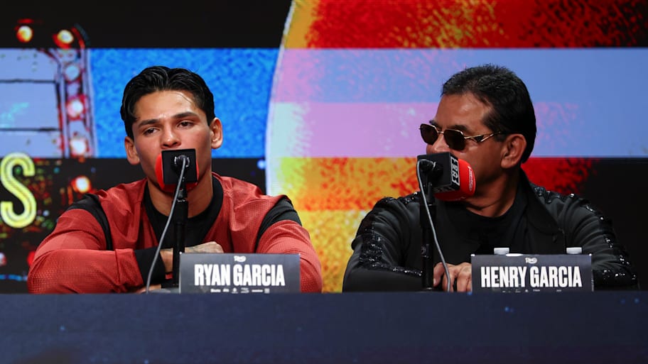 Ryan Garcia and his dad Henry at a press conference