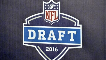 Apr 28, 2016; Los Angeles, CA, USA; General view of 2016 NFL Draft logo at Los Angeles Rams draft
