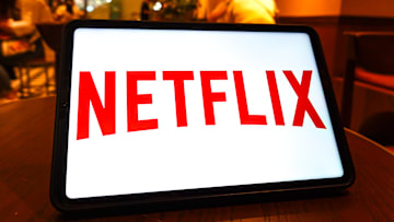 In this photo illustration, the Netflix logo is seen...