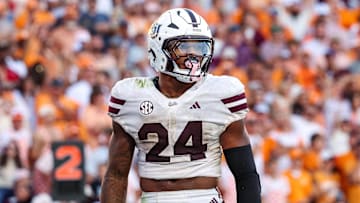 Mississippi State Bulldogs running back Fluff Bothwell (24) looks on during the second half against the Tennessee Volunteers at Davis Wade Stadium at Scott Field.