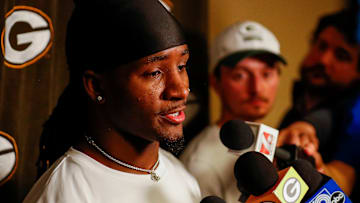 Green Bay Packers rookie wide receiver Savion Williams is interviewed by the media during rookie minicamp on Friday, May 2, 2025, at Lambeau Field in Green Bay, Wisconsin.
