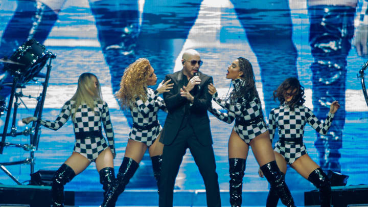 Nov 25, 2023; Phoenix, AZ, United States; Pitbull starts off The Trilogy Tour at the Footprint Center with   Don  t Stop the Party.   Sam Ballesteros/The Republic