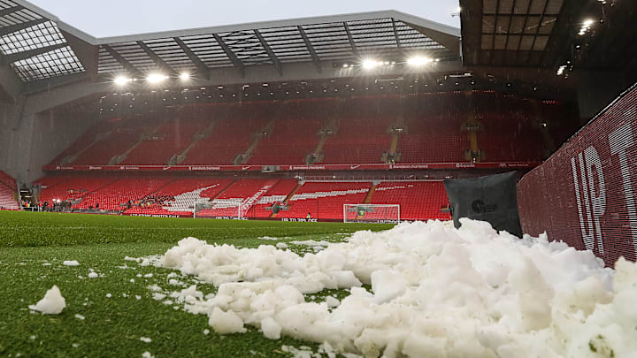 A snow storm almost kept Liverpool vs. Manchester United from unfolding. A snow storm almost kept Liverpool vs. Manchester United from unfolding.