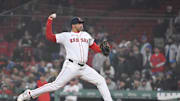 Boston Red Sox pitcher Isaiah Campbell (44) pitches against the Baltimore Orioles during the tenth inning at Fenway Park