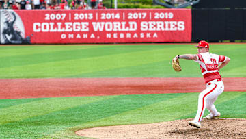 Louisville baseball right-handed pitcher Tucker Biven vs. Miami in game two of the 2025 Louisville Super Regional.