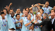 Aug 08, 2009; Beijing, CHINA; Players of Lazio celebrate the victory after defeating Inter Milan 2:1 in the final of Italian Super Cup at the National Stadium, also know as the Bird's Nest. Mandatory Credit: CSPA via Imagn Images