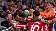 Antoine Griezmann esulta dopo un gol nel finale