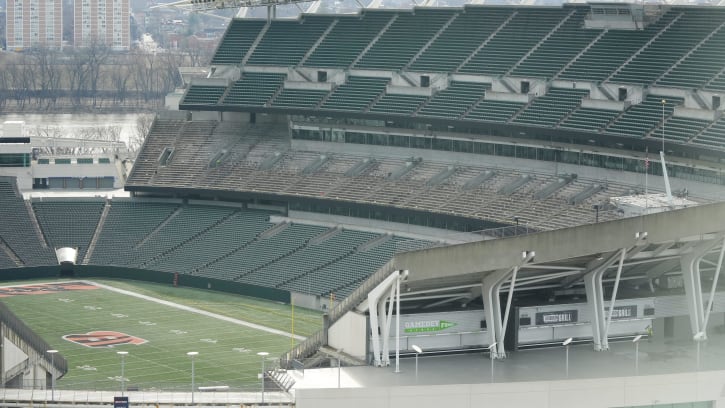 Seats are removed on the club level of Paycor Stadium on Friday, Feb. 9, 2024, in Downtown