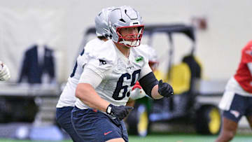 New England Patriots guard Cole Strange