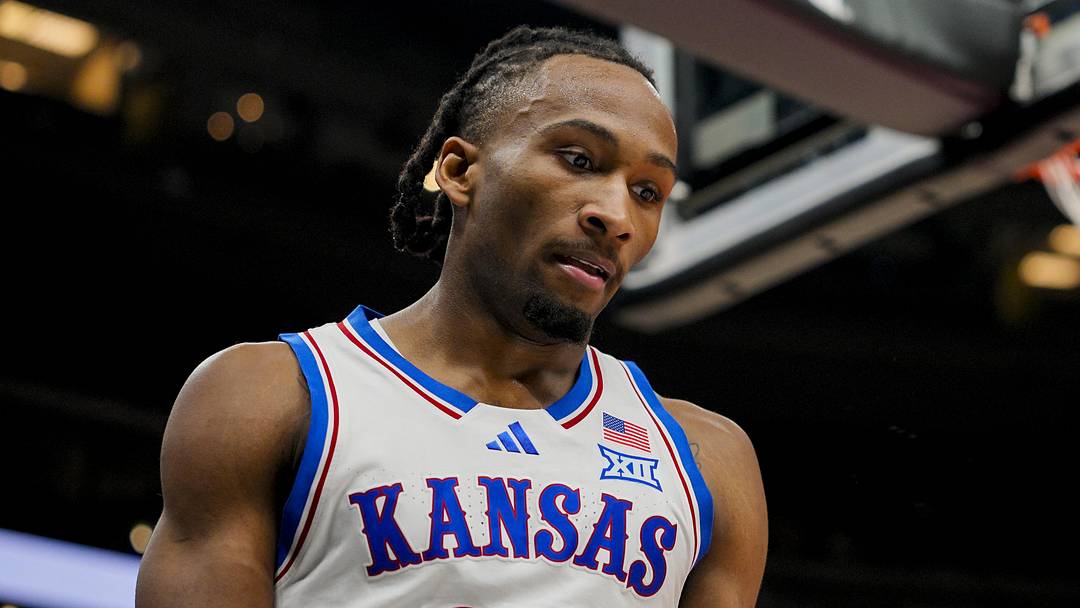 Dec 7, 2025; Kansas City, Missouri, USA; Kansas Jayhawks guard Darryn Peterson (22) reacts during the first half against the Missouri Tigers at T-Mobile Center. Mandatory Credit: Jay Biggerstaff-Imagn Images Dec 7, 2025; Kansas City, Missouri, USA; Kansas Jayhawks guard Darryn Peterson (22) reacts during the first half against the Missouri Tigers at T-Mobile Center. Mandatory Credit: Jay Biggerstaff-Imagn Images