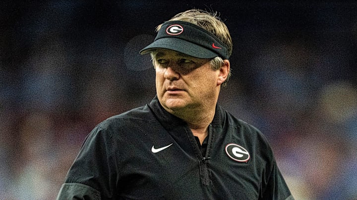Georgia head coach Kirby Smart looks toward the field during the Sugar Bowl and College Football Playoff quarterfinals at Caesars Superdome in New Orleans, La., on Thursday, Jan. 1, 2026.