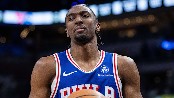 Philadelphia 76ers guard Tyrese Maxey (0) in the first half against the Indiana Pacers at Gainbridge Fieldhouse.