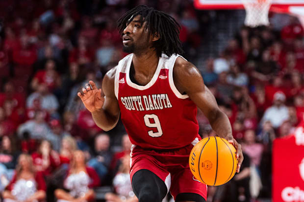 Chase Forte handles the ball against Nebraska earlier this season