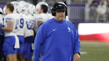 Sep 14, 2024; Evanston, Illinois, USA; Eastern Illinois Panthers head coach Chris Wilkerson walks on the field against the Northwestern Wildcats during the first half at Lanny and Sharon Martin Stadium. Mandatory Credit: David Banks-Imagn Images