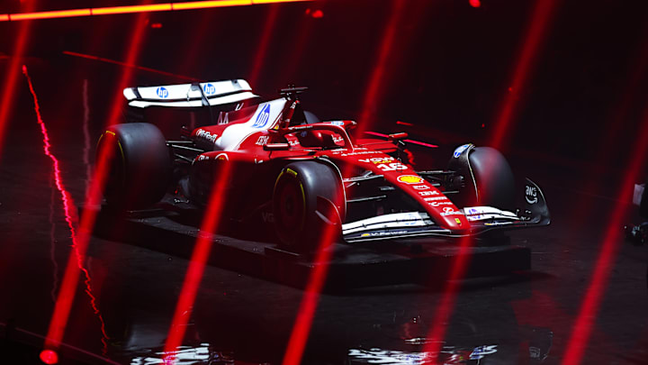 Ferrari put a twist on its classic looks when revealing the team's 2025 livery at the F1 launch event in London Tuesday.