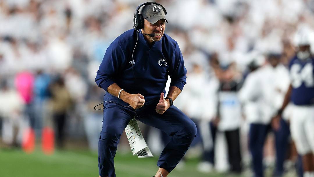 Penn State Nittany Lions head coach Matt Campbell reacts from the sideline against the USC Trojans at Beaver Stadium.