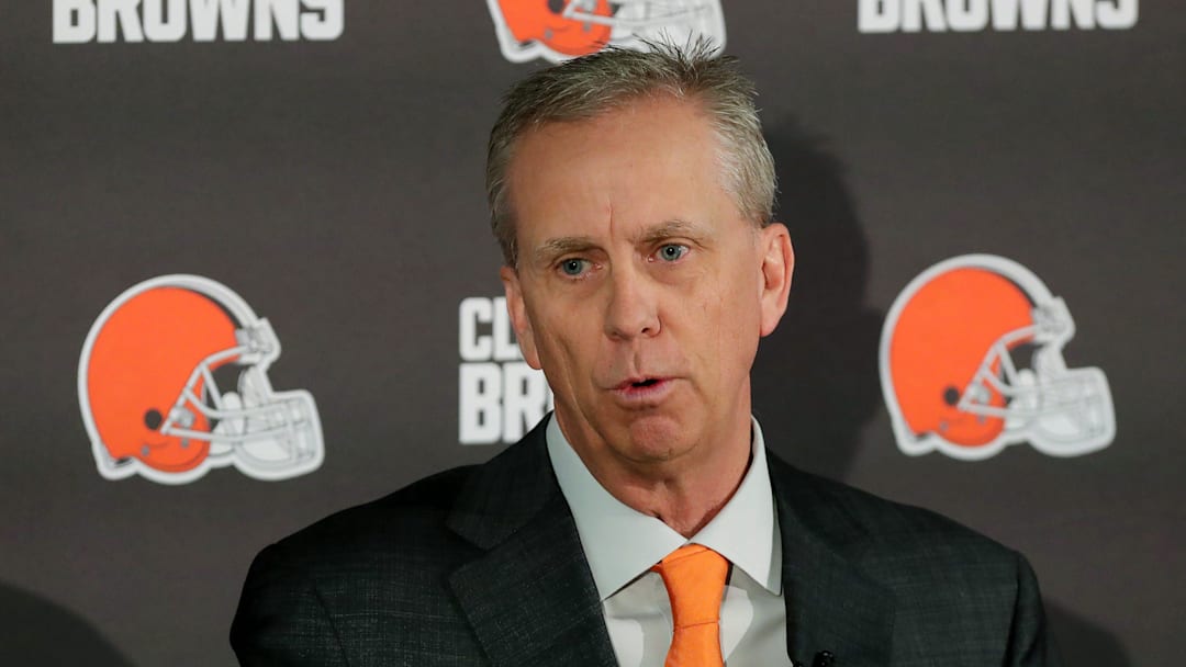 Cleveland Browns head coach Todd Monken speaks during his introductory press conference at the Cleveland Browns training facility, Feb. 3, 2026, in Berea, Ohio.