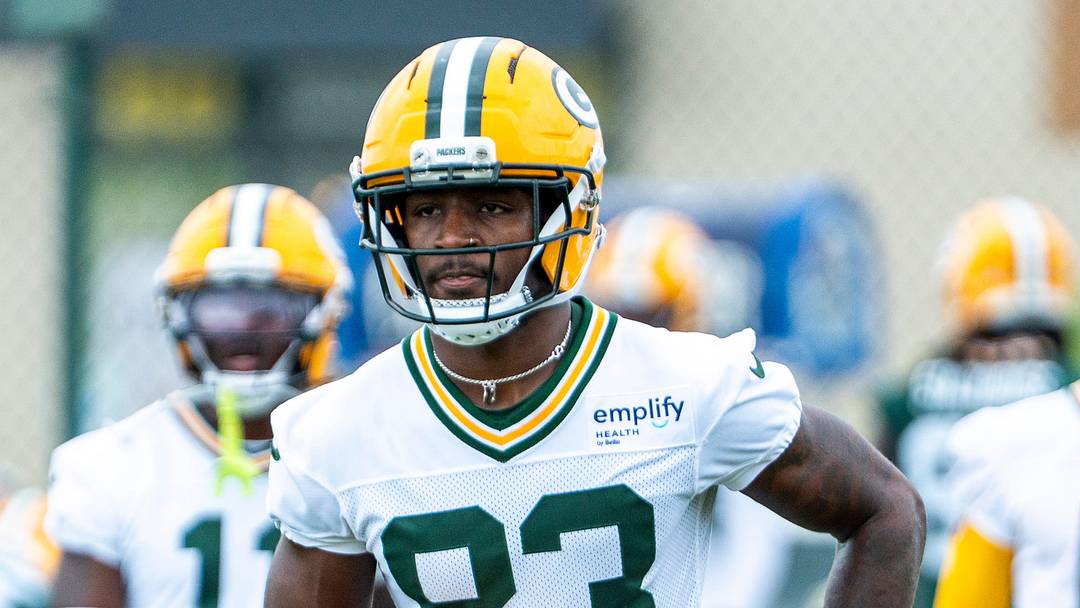 Green Bay Packers wide receiver Savion Williams (83) runs through a drill during the second day of training camp on Thursday, July 24, 2025, at Ray Nitschke Field in Ashwaubenon, Wis.