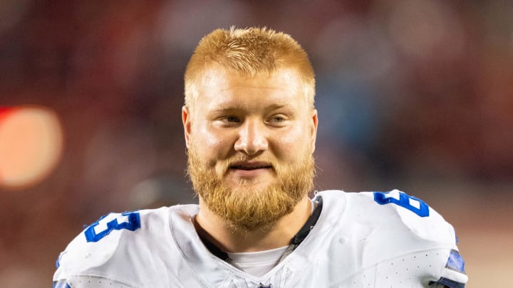 October 8, 2023; Santa Clara, California, USA; Dallas Cowboys center Tyler Biadasz (63) after the game against the San Francisco 49ers at Levi's Stadium. Mandatory Credit: Kyle Terada-USA TODAY Sports